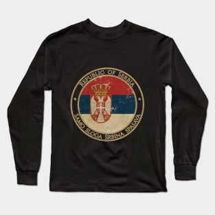 Vintage Republic of Serbia Europe European EU Flag Long Sleeve T-Shirt